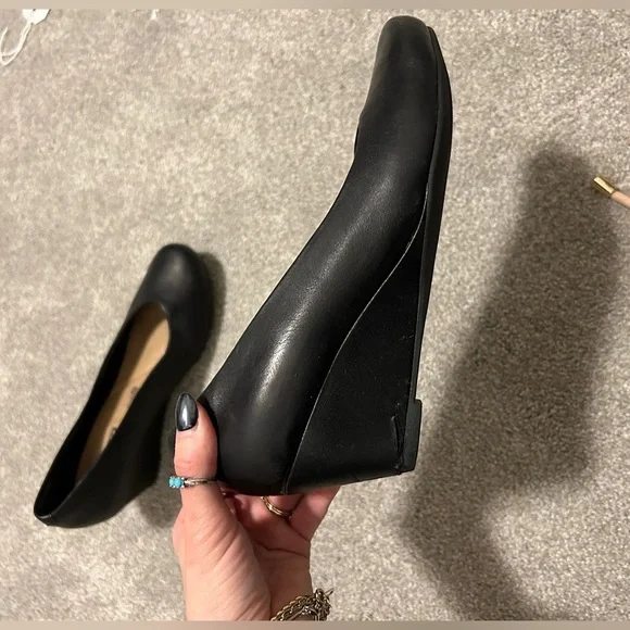 Clark’s Black Leather Wedge Heel Size 6 - Picture 4 of 8